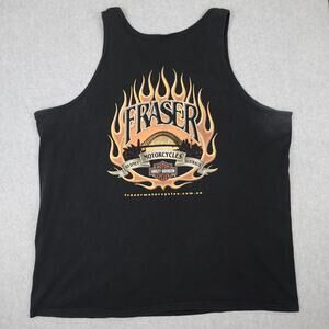 Vintage Harley Davidson Shirt 2XL Black Tank Top Fraser Sydney Australia 2004